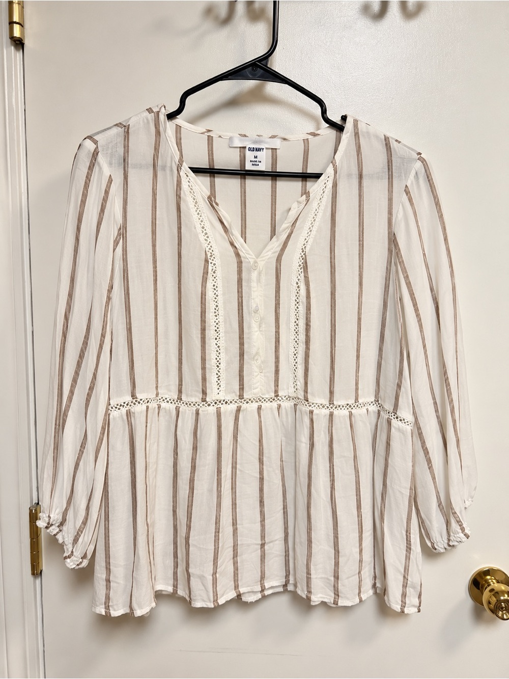 Fever Cream Blouse with Tan Stripes